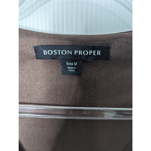 Boston Proper Bronze Metallic Pleated Above the Knee Dress NWT Size 12 - Picture 3 of 9